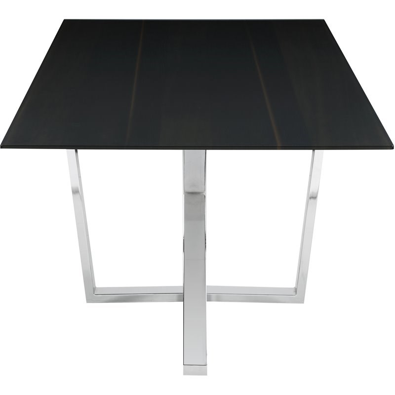 Coaster Neveen Rectangular X Cross Dining Table in Black and Chrome