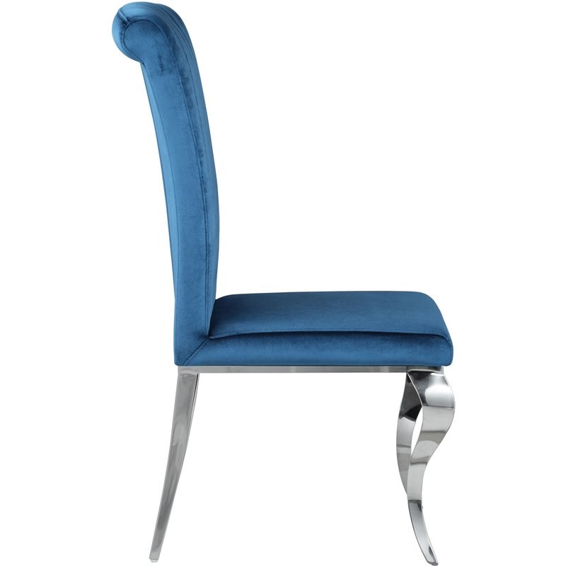 Coaster Carone Upholstered Side Chair in Teal and Chrome