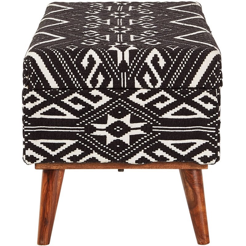 Coaster Upholstered Storage Bench in Black and White