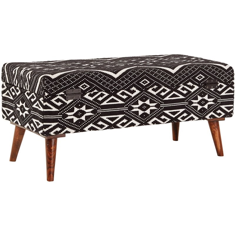 Coaster Upholstered Storage Bench in Black and White