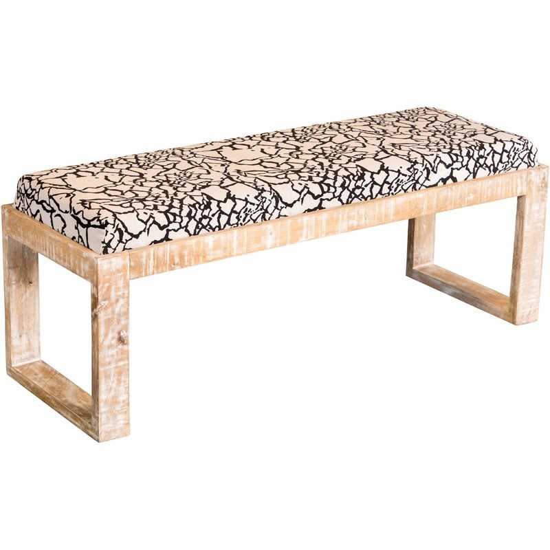 Coaster Sled Leg Upholstered Accent Bench in Black and White