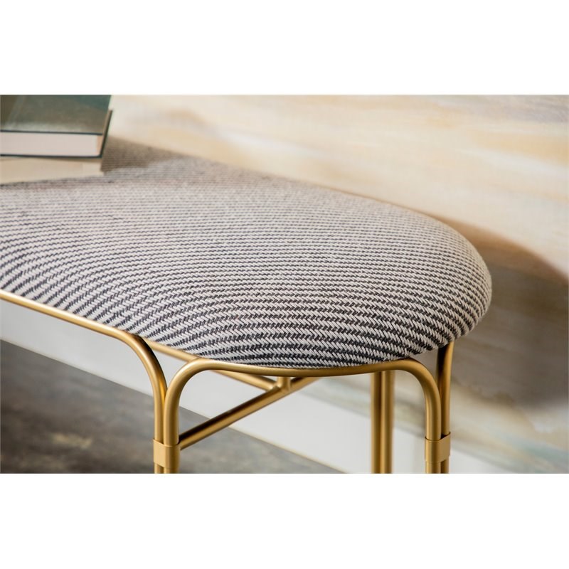 Coaster Upholstered Accent Bench with Metal Leg in Grey and Gold
