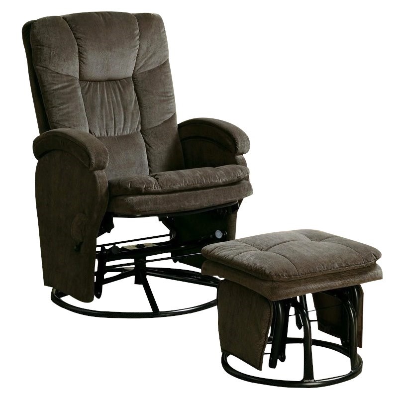 Coaster Glider Recliner And Ottoman In Chocolate And Black Homesquare 