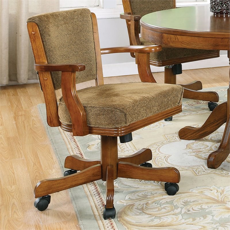 Coaster Mitchell Upholstered Poker Table Chair in Brown and Amber