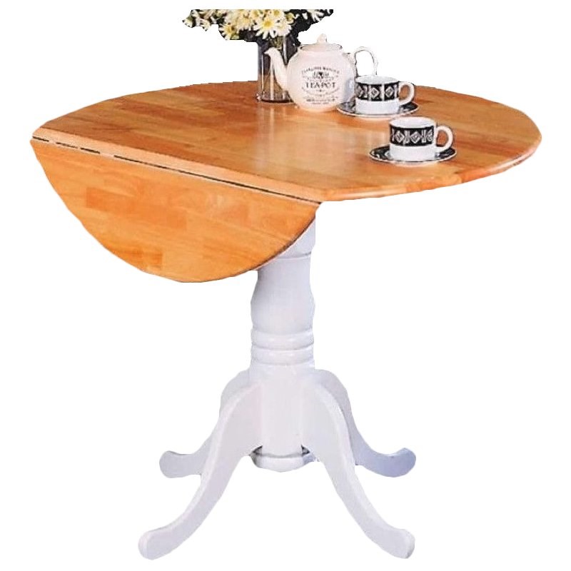Coaster Damen Round Drop Leaf Dining, Round Drop Leaf Pedestal Table White