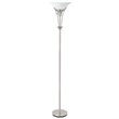 Coaster Floor Lamp with Frosted Ribbed Shade in Brushed Steel