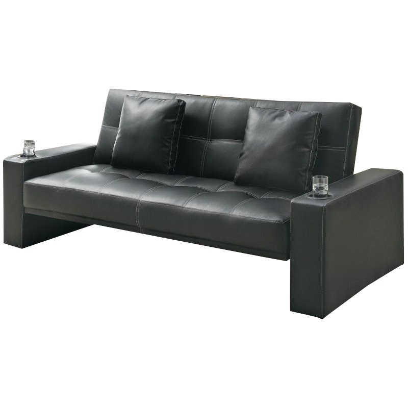 Coaster Faux Leather Sleeper Sofa With, Black Faux Leather Sleeper Sofa