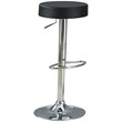 Coaster Faux Leather Round Adjustable Bar Stool in Black and Chrome