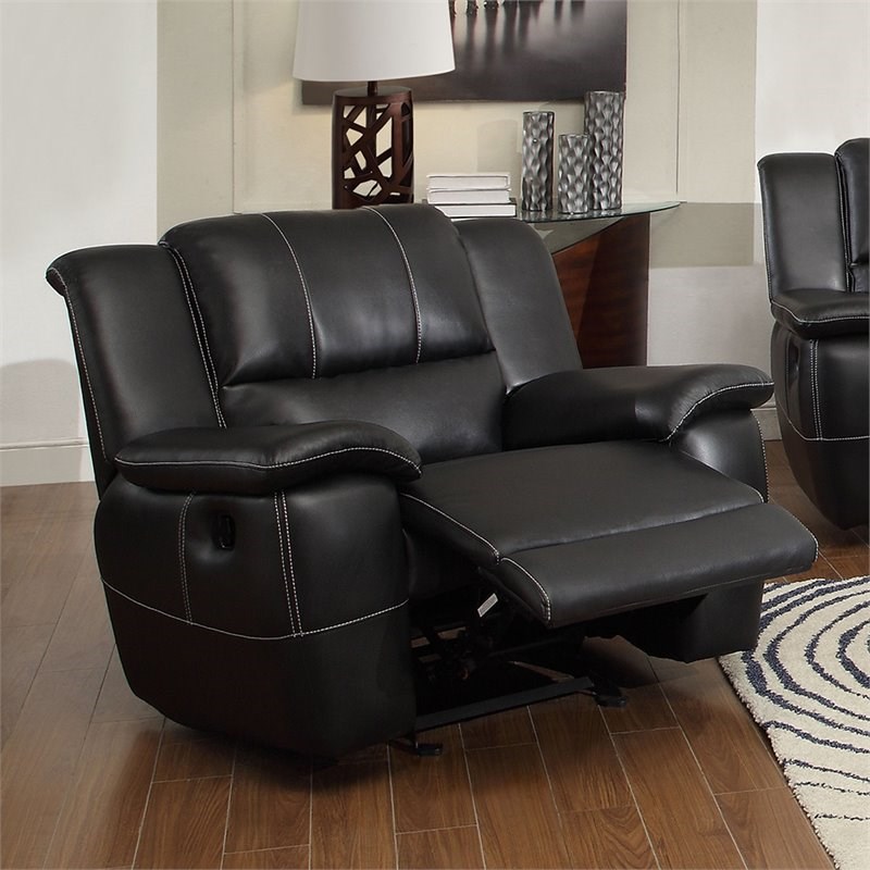 Coaster Lee Faux Leather Glider Recliner in Black Homesquare
