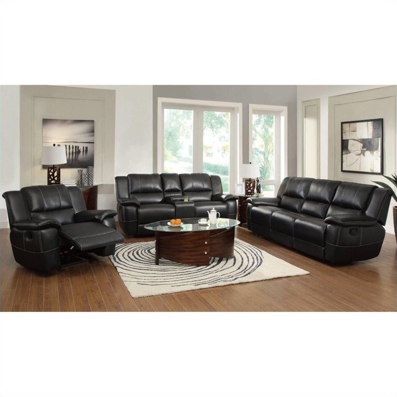 Leather Reclining Sofa Set, Transitional Leather Reclining Sofa