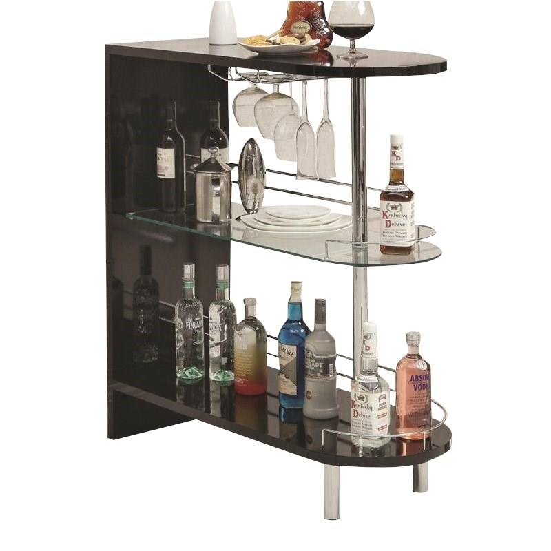 Coaster Bar Table in Glossy Black and Chrome
