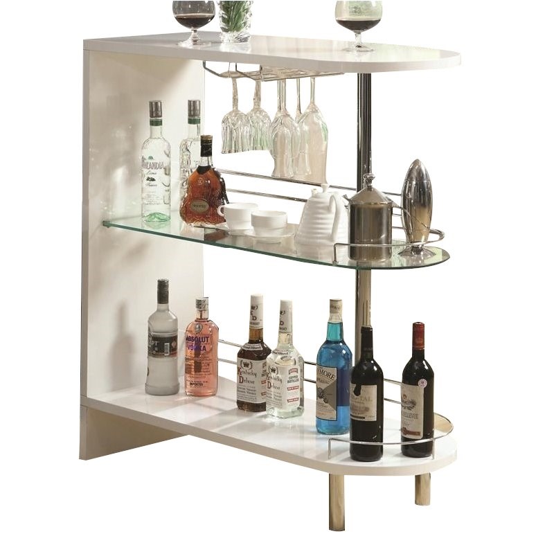 Coaster 2 Shelf Pub Table in Glossy White and Chrome