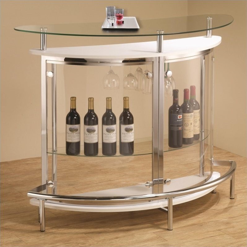 Coaster Contemporary Home Bar Unit with Clear Acrylic Front in White