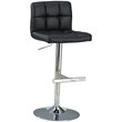 Coaster Faux Leather Tufted Adjustable Bar Stool in Black and Chrome