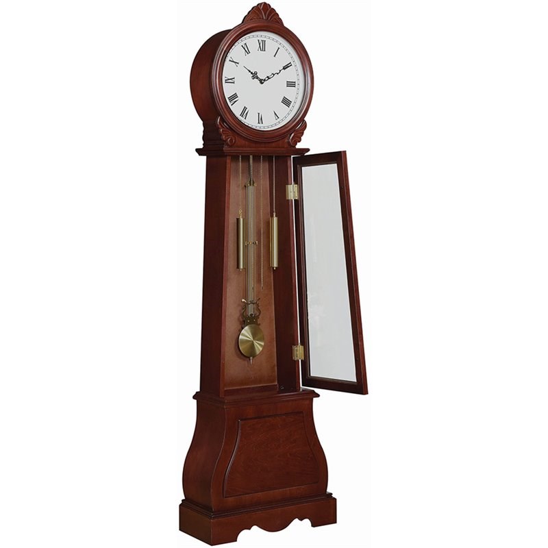 Coaster Grandfather Clock with Chime in Reddish Brown | Homesquare