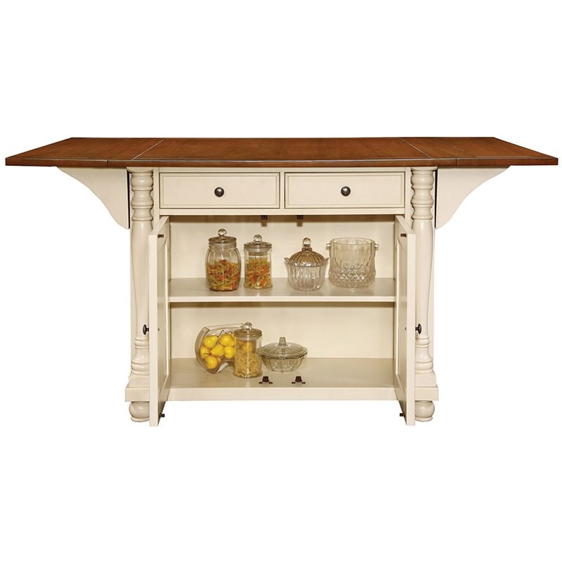 Coaster Slater Drop Leaf Kitchen Island in Brown and Buttermilk
