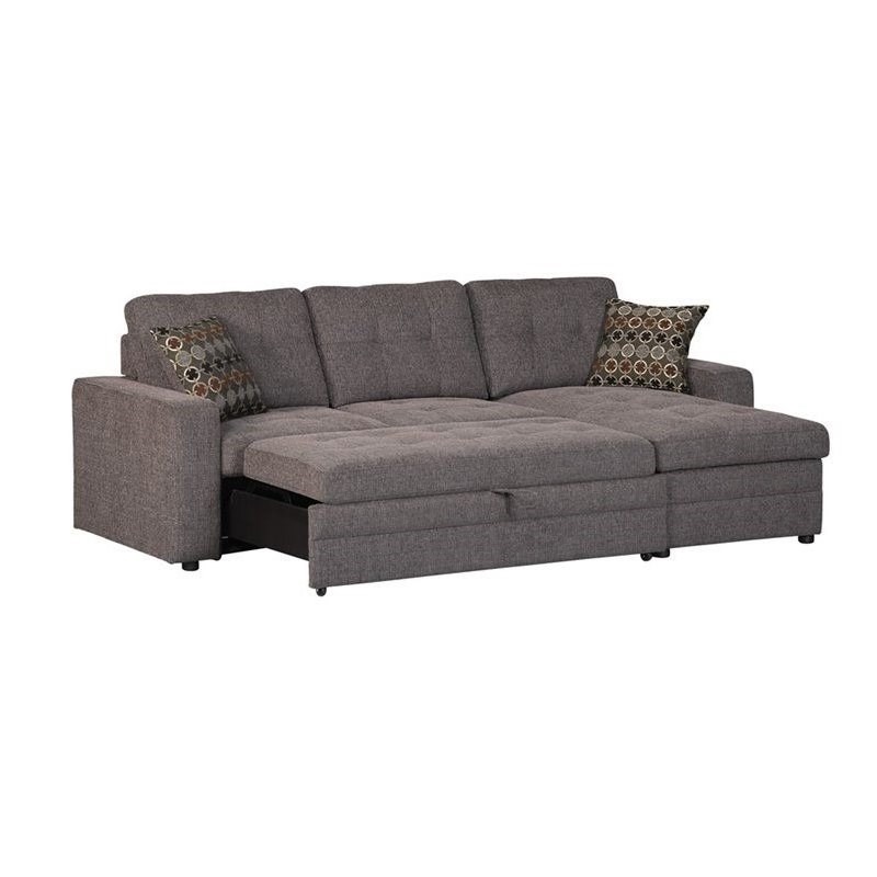 Coaster Chenille Sleeper Sofa with Storage in Charcoal and Black