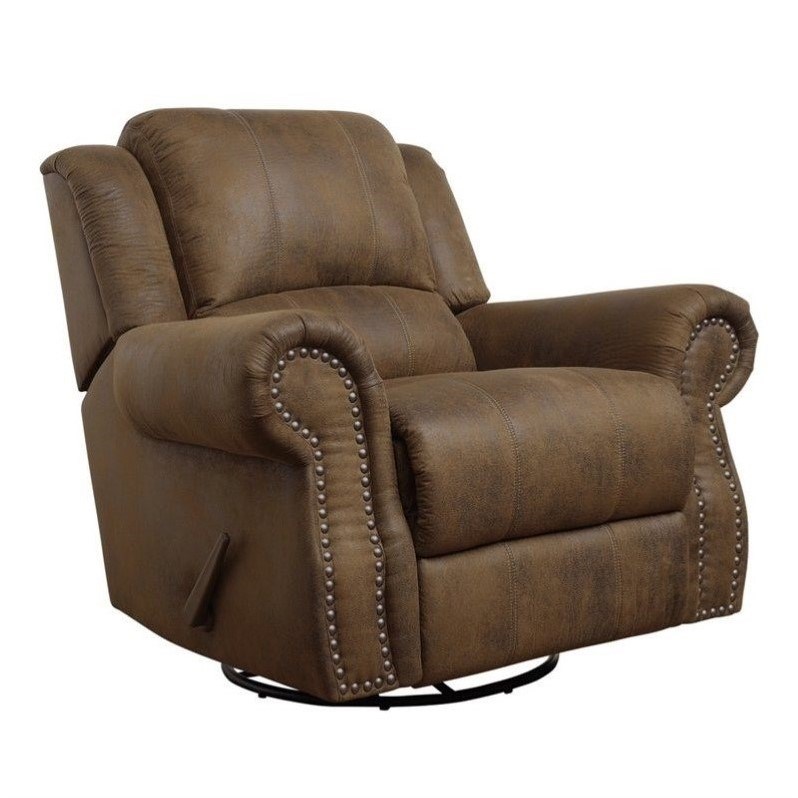 Coaster Rawlinson Microfiber Swivel Recliner in Brown Homesquare