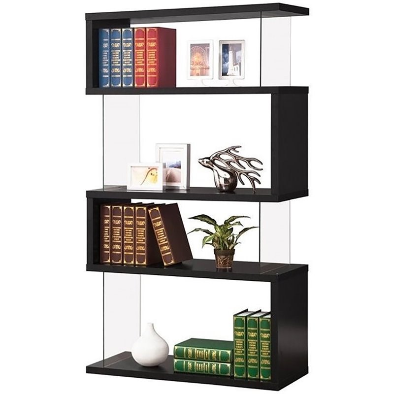 Coaster 4 Shelf Asymmetrical Snaking Bookcase in Black