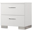 Coaster Felicity 2 Drawer Nightstand in Glossy White and Chrome