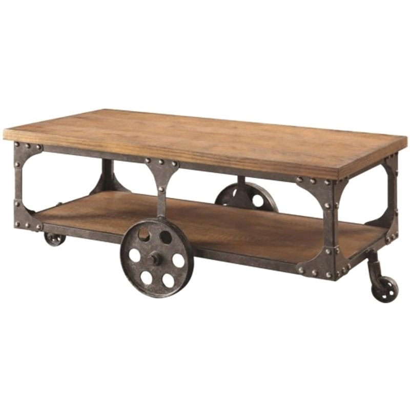 Coaster Country Rustic Mobile Coffee Table in Rustic Brown