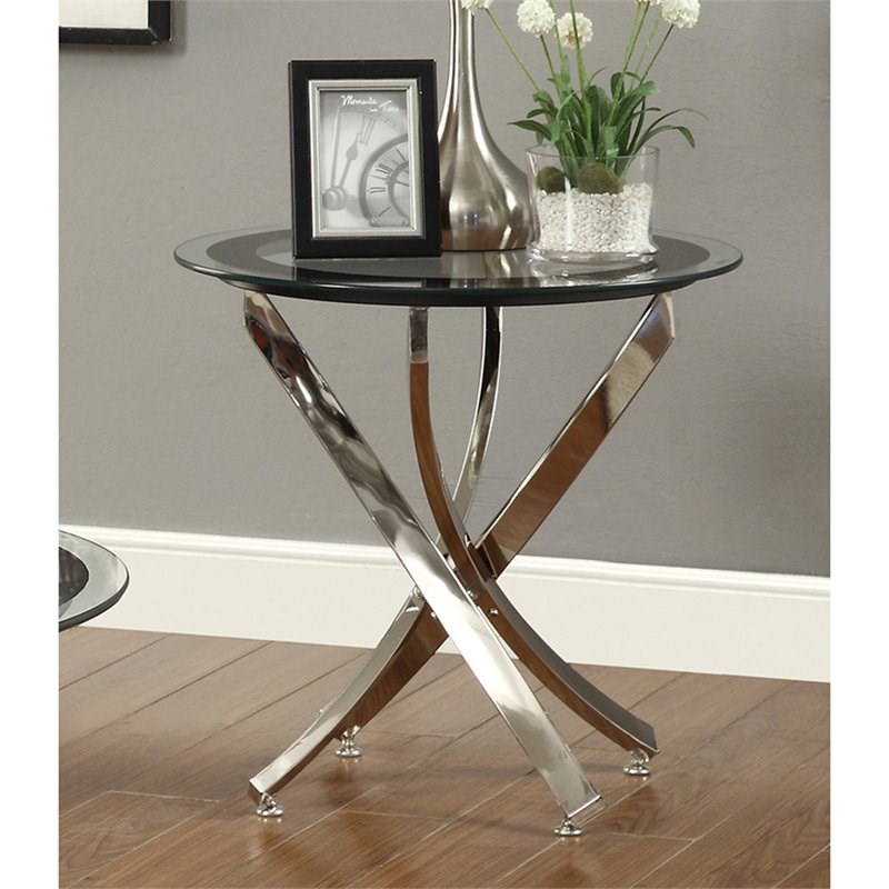 Coaster Norwood Glass Top Accent End Table in Chrome