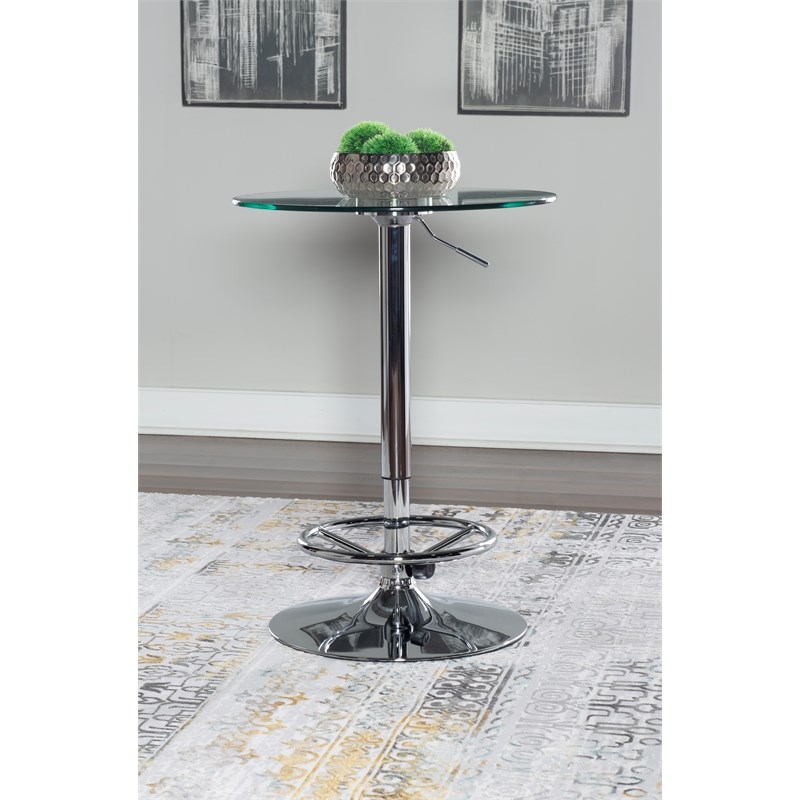 Powell Jolie Metal and Glass Pub Table in Chrome