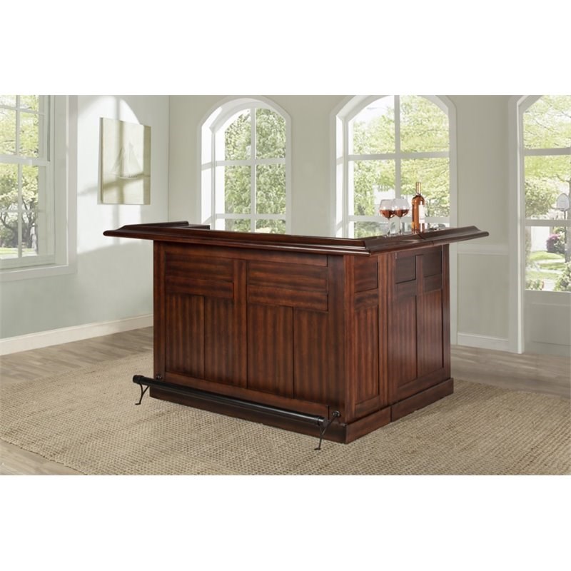 hillsdale classic l shaped home bar in brown cherry 64028xbche