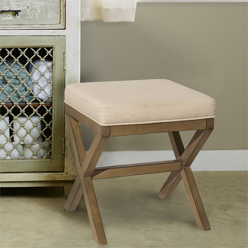 Hillsdale Somerset Vanity Stool in Fog and Driftwood