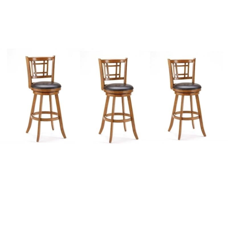 Set of 3 Oak Counter Height Stools