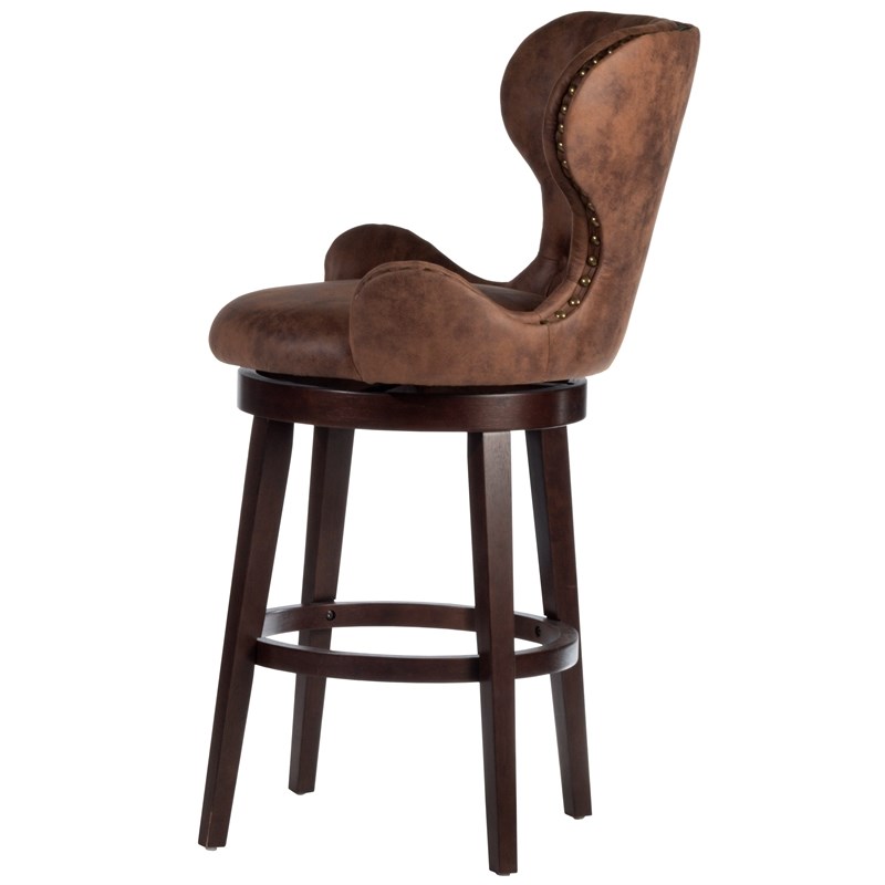 Hillsdale Furniture Mid-City Wood Upholstered Swivel Bar Height Stool Chocolate
