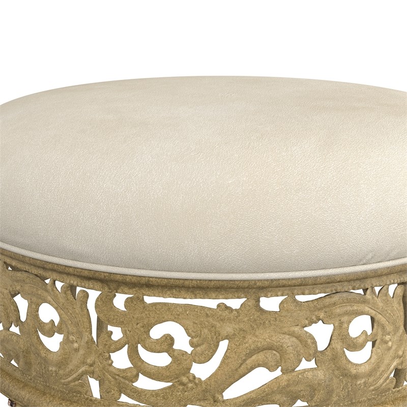Hillsdale Furniture Villa III Suede Upholstered/Metal Vanity Stool Antique Beige