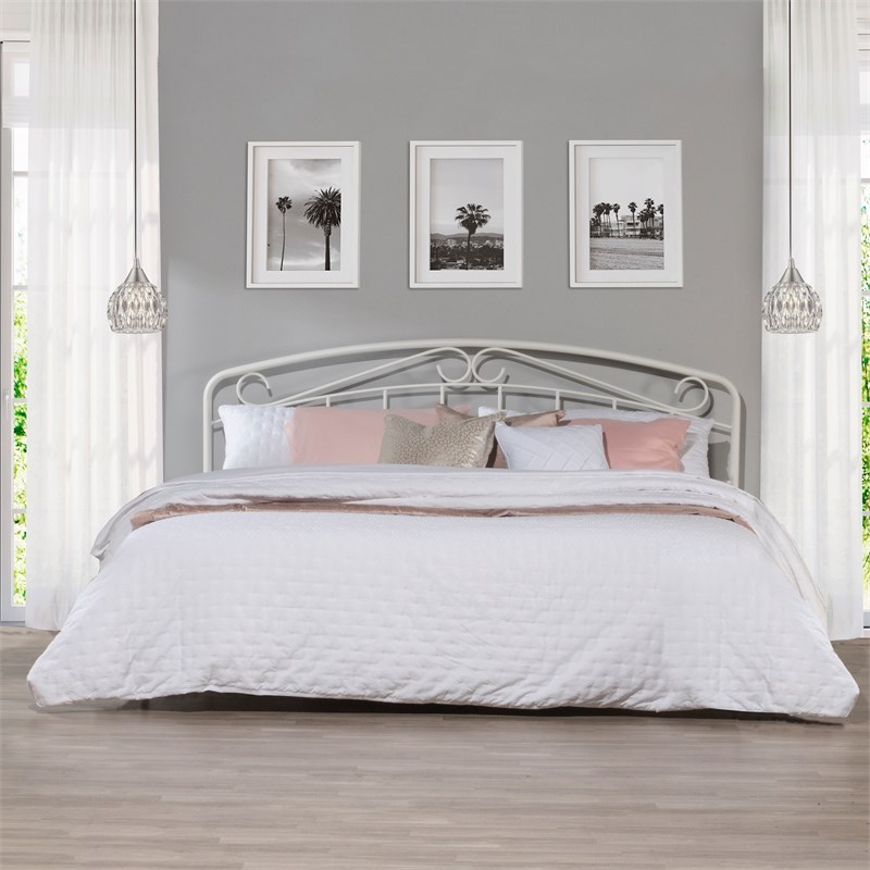Metal Hillsdale Furniture Jolie King Headboard with Arched Scroll White
