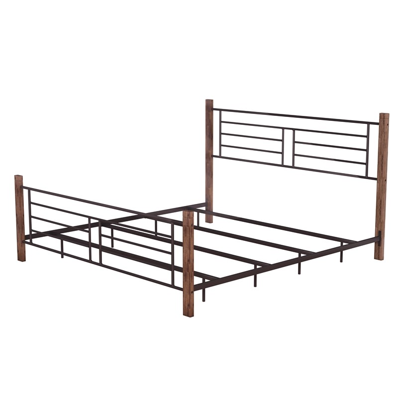 Hillsdale Furniture Raymond Metal King Bed with Wood Posts and Frame