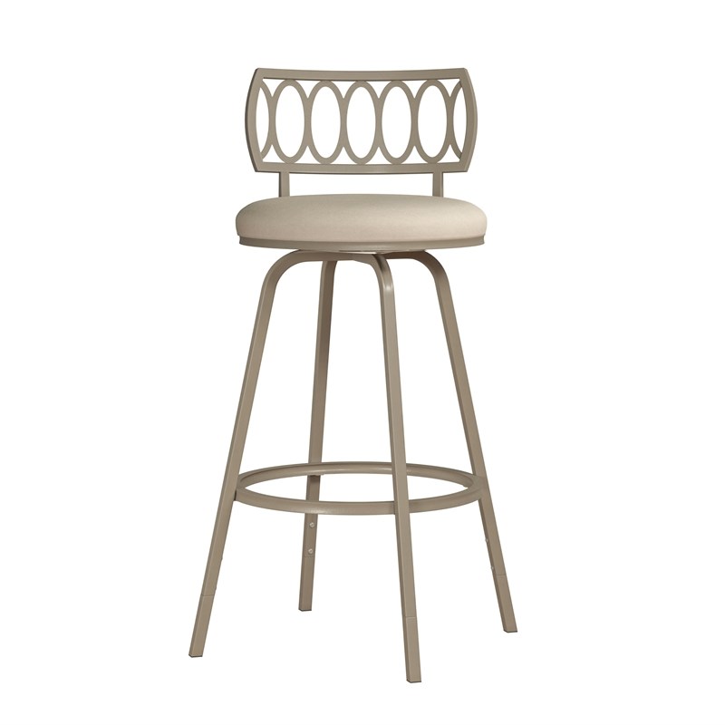 Canal Street Geometric Circle Back Metal Adjustable Stool Champagne Gold