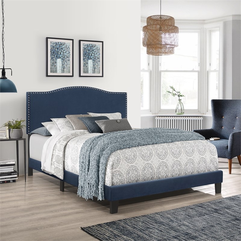 Hillsdale Furniture Kiley Upholstered Queen Bed Blue Velvet | Homesquare