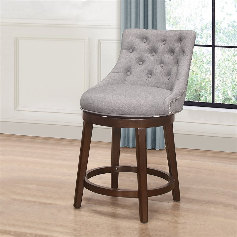 Hillsdale Halbrooke 25 Wood Contemporary Counter Stool in Chocolate/Gray