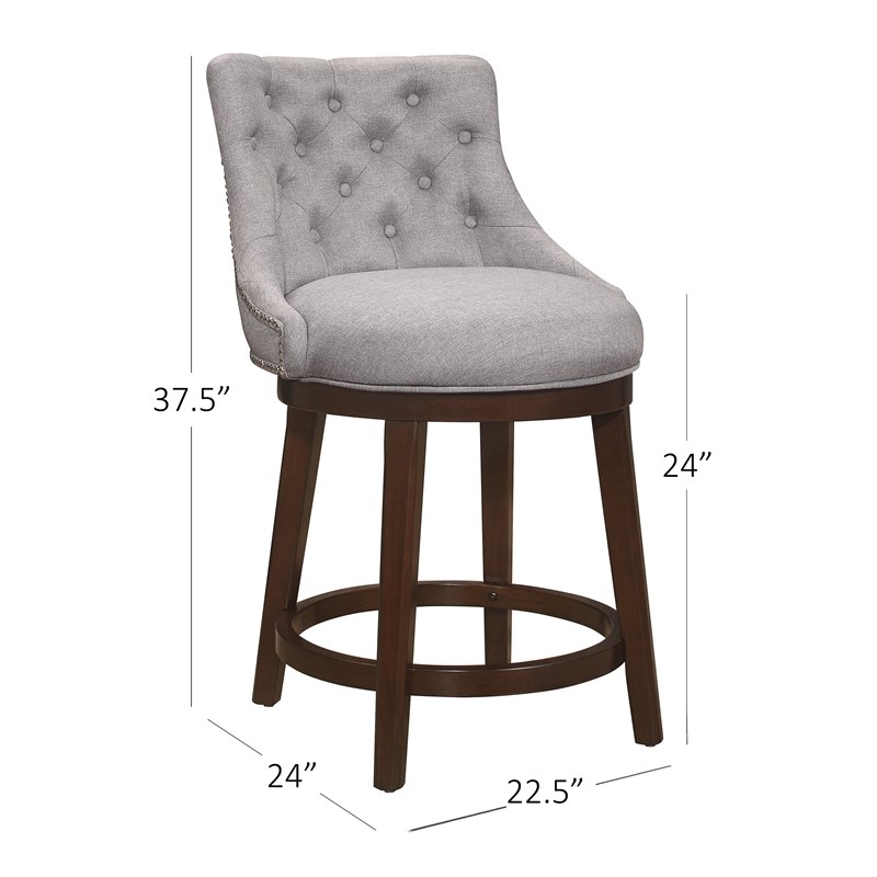 Hillsdale Halbrooke 25 Wood Contemporary Counter Stool in Chocolate/Gray