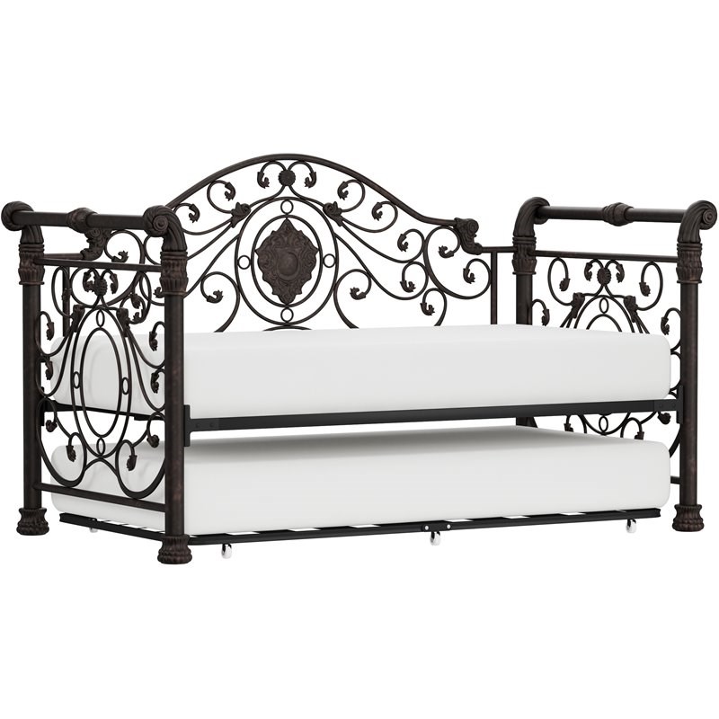 Hillsdale Mercer Metal Sleigh Daybed With Suspension Deck and Trundle