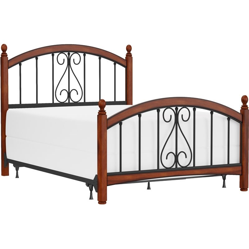 Hillsdale Burton Way Queen Poster Metal Bed in Black and Cherry
