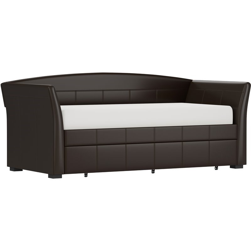 Hilale Montgomery Faux Leather, Leather Daybeds With Trundle