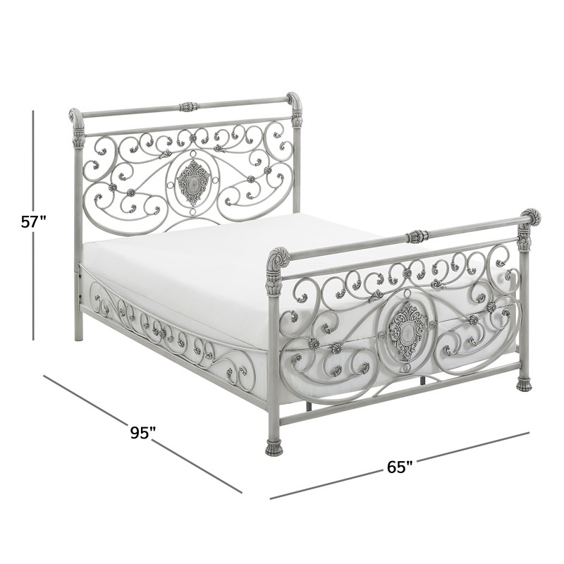 Hillsdale Furniture Mercer Metal Queen Sleigh Bed Brushed White