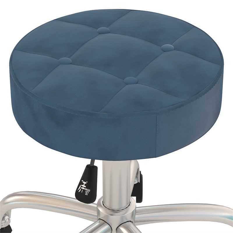 Hillsdale Furniture Nora Tufted Adjustable Metal Vanity Stool Blue Velvet