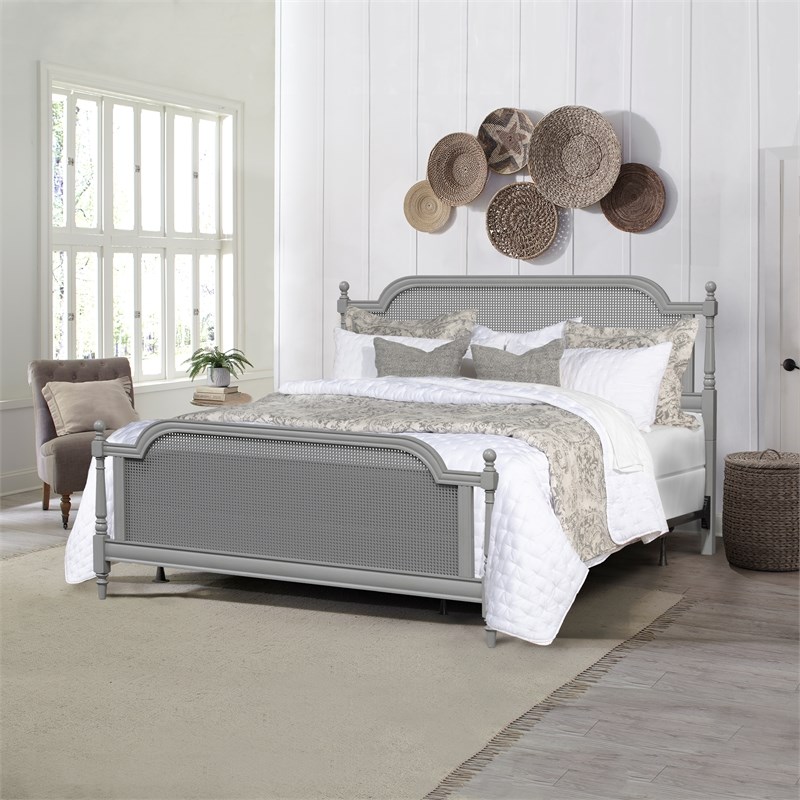 hillsdale furniture melanie wood and cane king bed without frame french