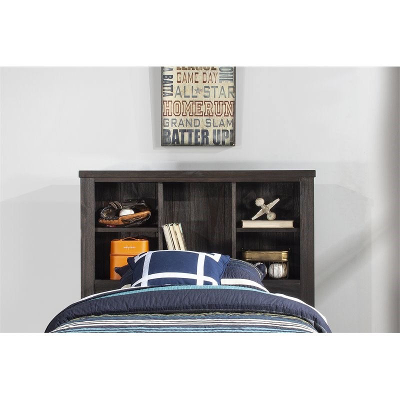 Hillsdale Highlands Wood Twin Bookcase Headboard and Stand in Driftwood