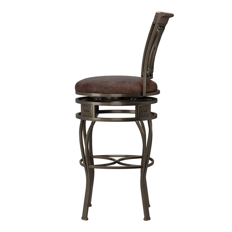Hillsdale Montello Metal Swivel Counter Height Stool in Distressed Brown