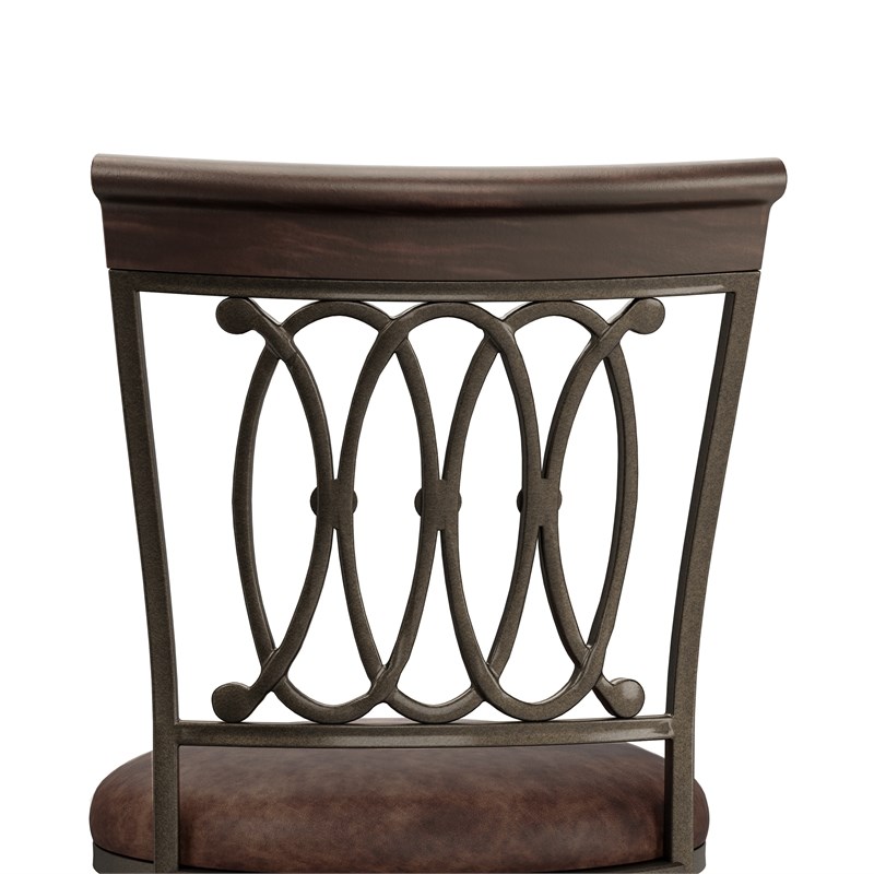 Hillsdale Montello Metal Swivel Counter Height Stool in Distressed Brown