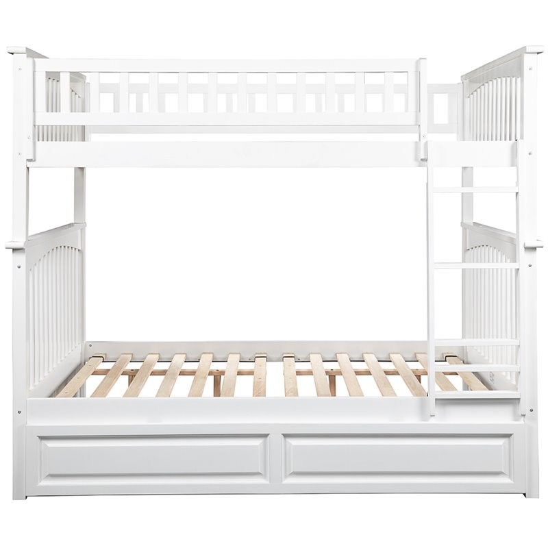Atlantic Furniture Columbia Full Over Full Trundle Bunk Bed in White