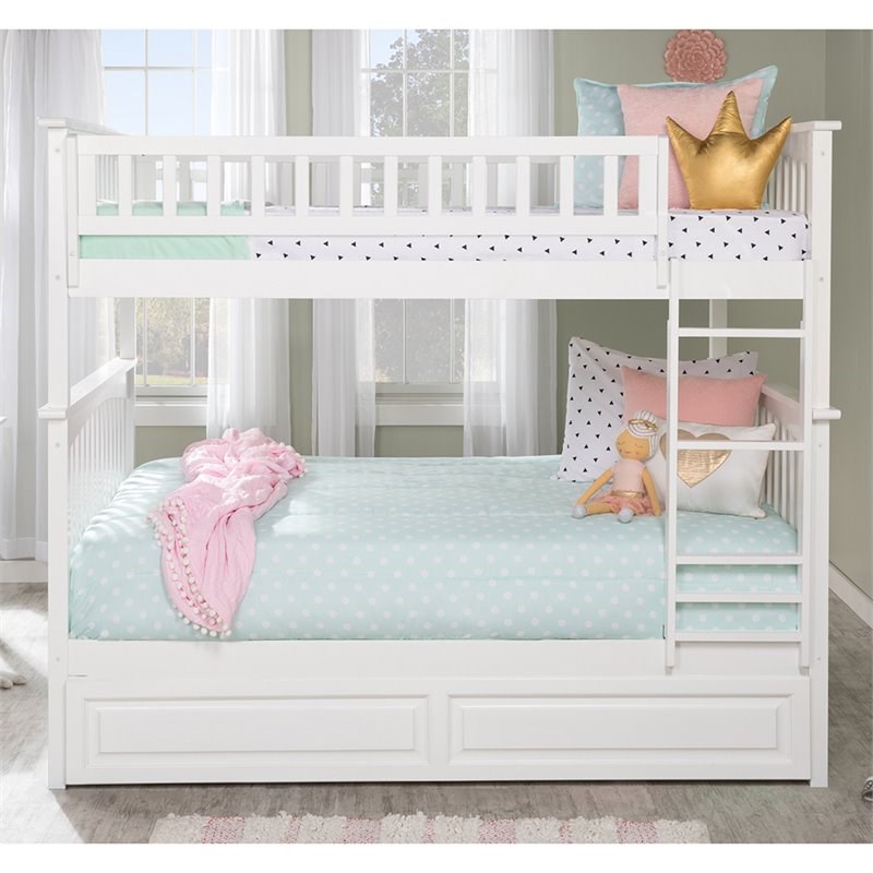 Atlantic Furniture Columbia Full Over Full Trundle Bunk Bed in White