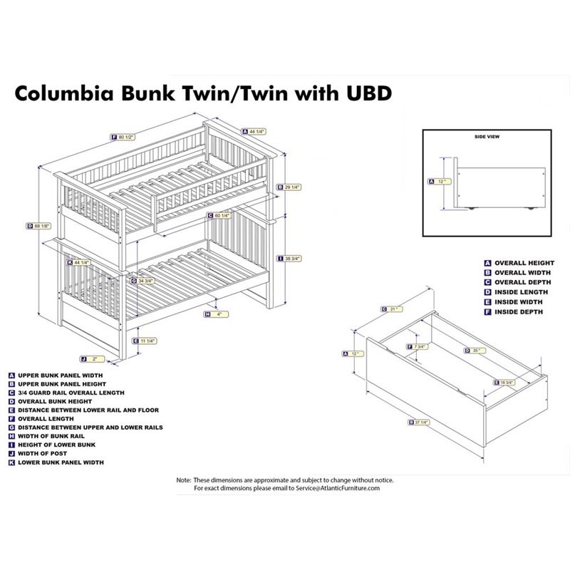 Atlantic Furniture Columbia Urban Twin Over Twin Storage Bunk Bed